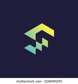 letter F link connection network logo
