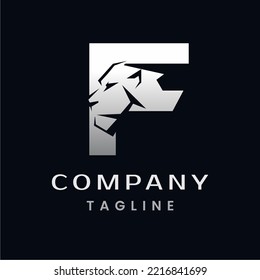 Letter F Lion Head Logo Design