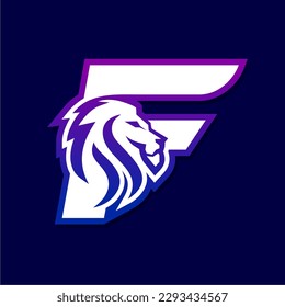 Letter F Lion Logo Design, Gaming Sport Icon