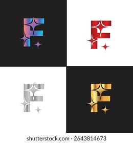 Letter F logo, F logo, AI logo set, modern and minimal design, tech-inspired, colorful icons and symbols, suitable for artificial intelligence, innovation, branding, startups, and digital identity.