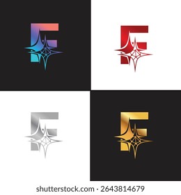 Letter F logo, F logo, AI logo set, modern and minimal design, tech-inspired, colorful icons and symbols, suitable for artificial intelligence, innovation, branding, startups, and digital identity.