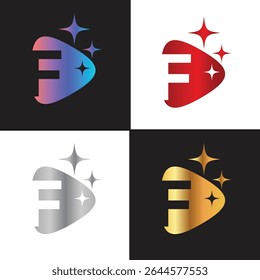 Letter F logo, F logo, AI logo set, modern and minimal design, tech-inspired, colorful icons and symbols, suitable for artificial intelligence, innovation, branding, startups, and digital identity.