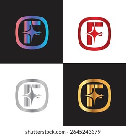 Letter F logo, F logo, AI logo set, modern and minimal design, tech-inspired, colorful icons and symbols, suitable for artificial intelligence, innovation, branding, startups, and digital identity.