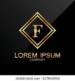 Letter F logo Alphabet logotype gold vector design