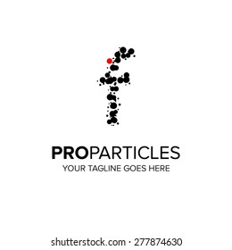 Letter F logo. Alphabet particles logotype vector design.