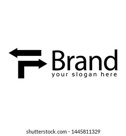 Letter F logo with arrow, F initial., flat design. technology logo.