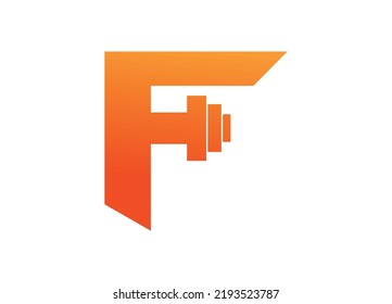 Letter F Logo With barbell. Fitness Gym logo with white background