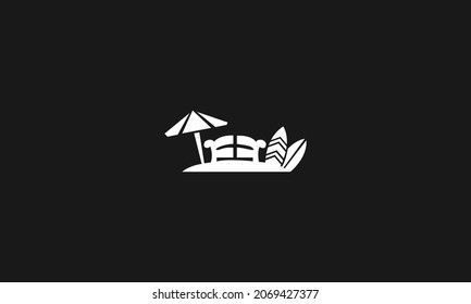 LETTER F LOGO WITH BEACH FURNITURE ICON FOR ILLUSTRATION USE