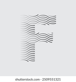 Letter F logo with black twisted lines.