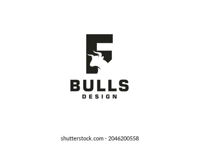 Letter F logo, Bull logo,head bull logo, monogram Logo Design Template