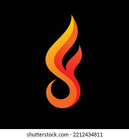 letter F logo with burn fire concept