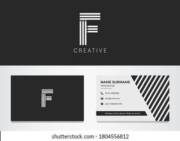 Letter F logo and Business card vector template design.Elegant, Dynamic, eye-catching, moving logotype for your Corporate or Business identity.