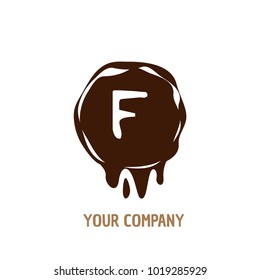 Letter F Logo. Chocolate Shape