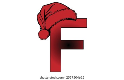 letter F logo with Christmas hat, Christmas festival creative logo.