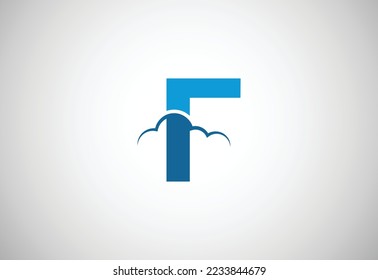 Logo de la letra F con símbolo de nube Concepto de diseño vector.