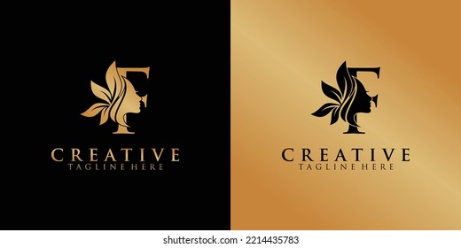 Letter F logo combination  beauty logo icon Premium Vector