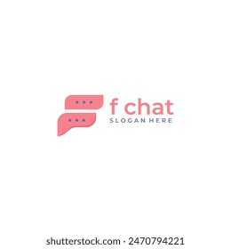 Letter f logo combination with chat icon, talk vector symbol