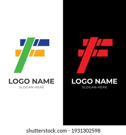 letter F logo concept flat colorful color style