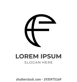 concepto del logotipo de letra F con un estilo de color negro plano