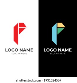 letter F logo concept vector with flat colorful style