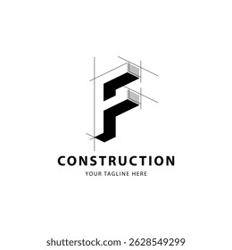 Letter F logo for construction and architecture company. property template vector illustration for your brand.