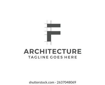 letter F logo, creative architecture design, vector illustration, isolated on transparent background 
