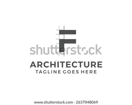 letter F logo, creative architecture design, vector illustration, isolated on transparent background 