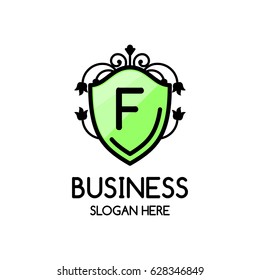 Letter f logo , creative Green symbol floral emblem , Elegant calligraphic ornament line art monogram logo design for photographer , Fashion & wedding photography logo design . vector illustration