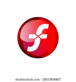 Letter F logo design with arrow focus to the center on mosaic circle background. Vector Illustration. 