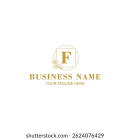 letter f logo design for brand identity or beauty business with creative illustration