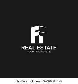 letter f logo design for building or real estate with creative illustration