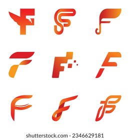 Letter F logo design bundle vector art
