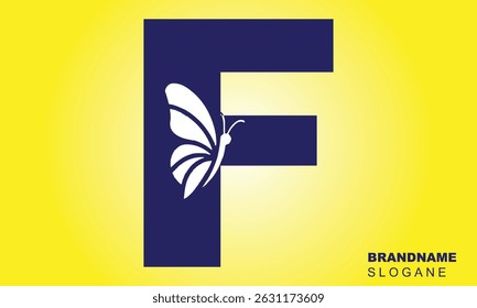 letter F logo design with butterfly illustration logo concept