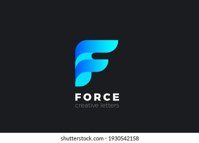 Letter F Logo Design Corporate Business Technology Media Vektorgrafik Vorlage Band-Stil.