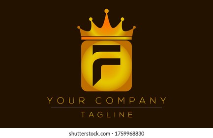 Letter F Logo Design, Creative Modern Icon F With Crown Head