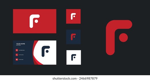 Letter F logo design with creative concept and business card. Premium Vector