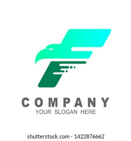 letter f logo design, eagle icon , fast and bird logo template