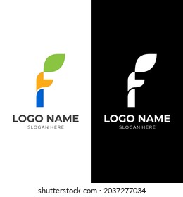 letter F logo design with flat colorful style