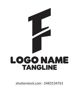 letter "F" logo design is flat, monochrome, geometric, simple, unique style, black and white, no gradient