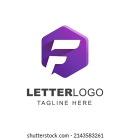 Letter F Logo design with geometric shape