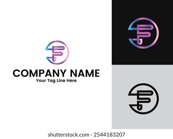 Letra f diseño de logotipo, gradiente f letra logo diseño Vector Plantilla