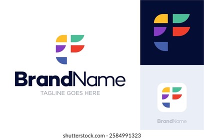 Letter F logo design, modern abstract geometric colorful design illustrations, Logotype concept symbol icon vector templates, Usable for Growing Business, Branding, Identity, Marketing, etc