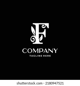 Buchstabe F Logo-Design-Monogramm mit floraler Dekoration, Vektorgrafik