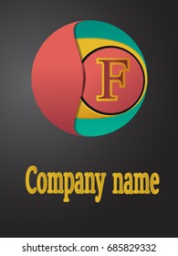 Letter F Logo Design, round shape. company logo and emblem. F alphabet. colorful.