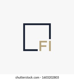 letter F I Logo design with square frame line. business consulting concept. studio, room, group icon. - vector