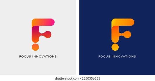 Letra F diseño de logotipo. Tecnología, médico, logotipo colorido, elemento e ilustración. Vector Concepto de diseño