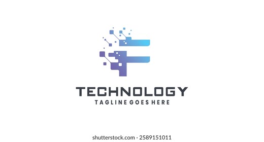 Letter F logo design for technology