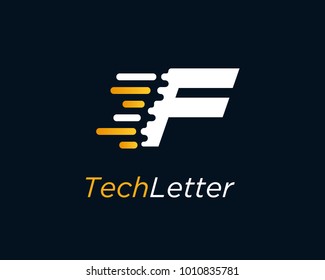Letter F Logo Design Template With Fast Speed