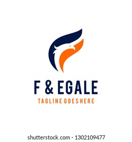 Letter f logo design template. Awesome a letter f with eagle logo. A letter f with eagle logotype.