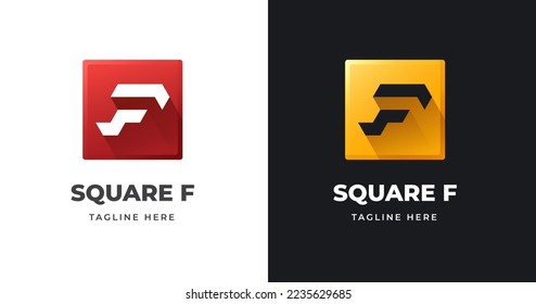 Letter F logo design template with square shape style